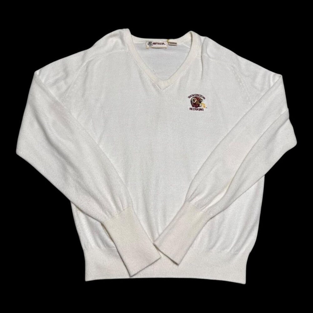 Vintage 80s Antigua Washington Redskins Acrylic V-neck Sweater Adult Medium‎